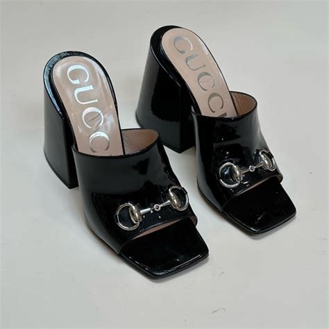 gucci lexi slide|GUCCI Patent Lexi Horsebit High.